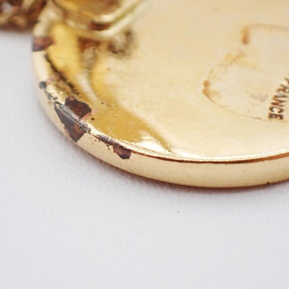 CHANEL CC Logo Matelasse Bag Shape Drop Earrings Clip-On 26 Gold Vintage - Picture 13 of 13